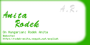 anita rodek business card